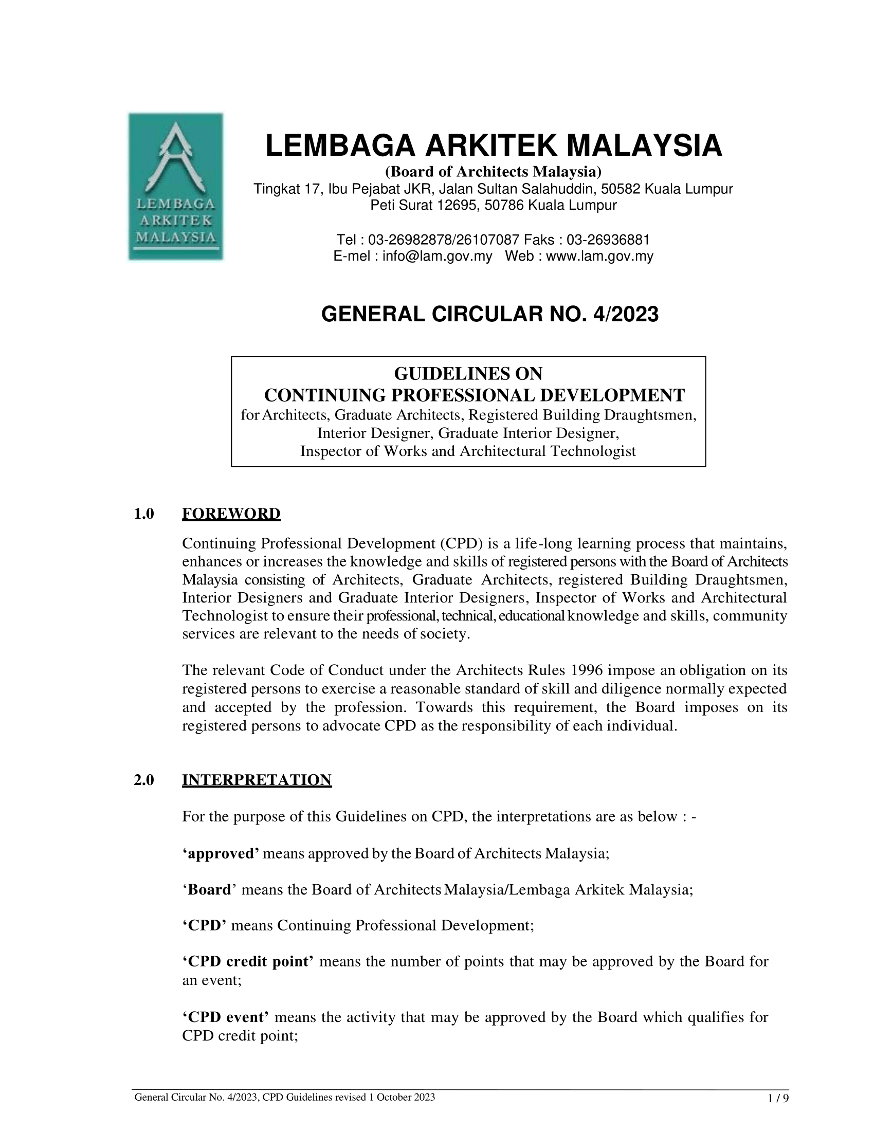 General Circular No.4-2023 (ENG) - Guidelines On Continuing Professional Development