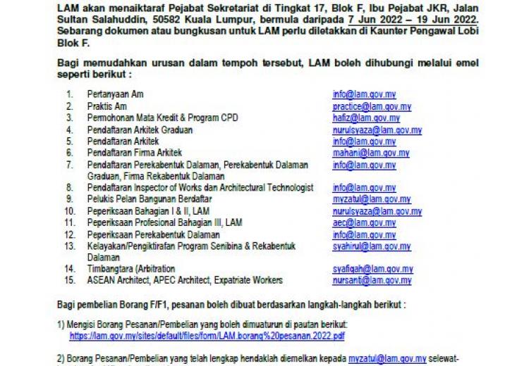 LAM akan menaiktaraf Pejabat Sekretariat